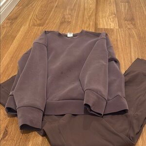 Brown Sweatshirt Pants Set top bottoms yoga pants flare pockets members mark sXS